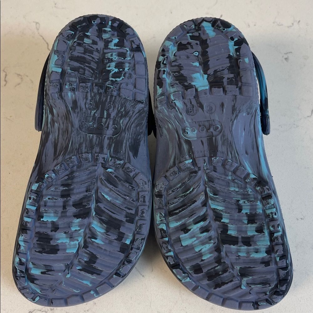 KIDS' CROCS LITTLE KID CLASSIC MARBLED 2 CLOGS Blue Swirl Clog Shoes Size 13 - Picture 14 of 17